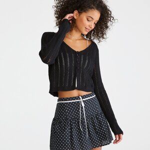 Aeropostale Black Crocheted Cropped Cardigan NWOT